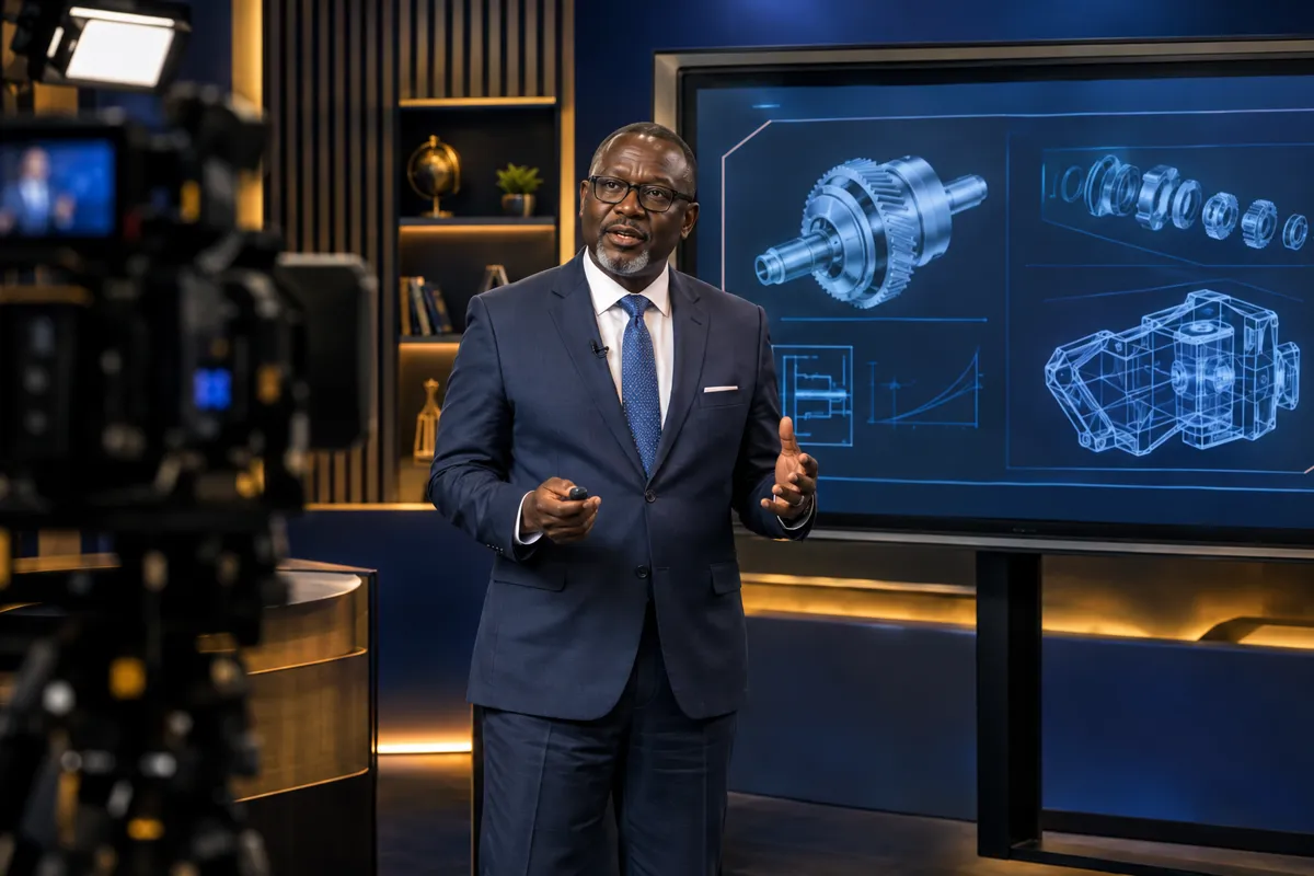 Professeur enregistrant un cours dans le studio de production